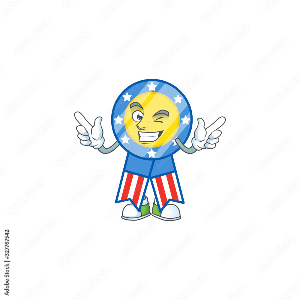 A comical face USA medal mascot design with Wink eye A comical face USA medal mascot design with Wink eye