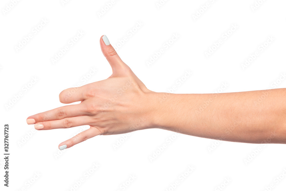 female hand isolated on white background showing hand gestures - Image female hand isolated on white background showing hand gestures - Image