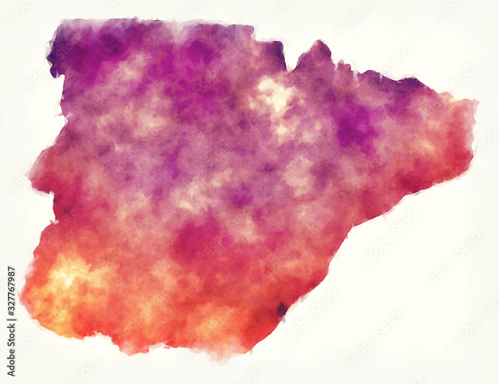 Southern province watercolor map of Zambia