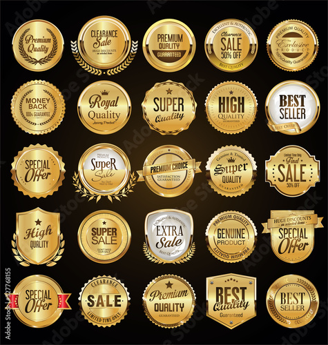 Big sale retro golden badges and labels collection