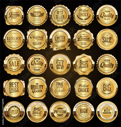 Big sale retro golden badges and labels collection