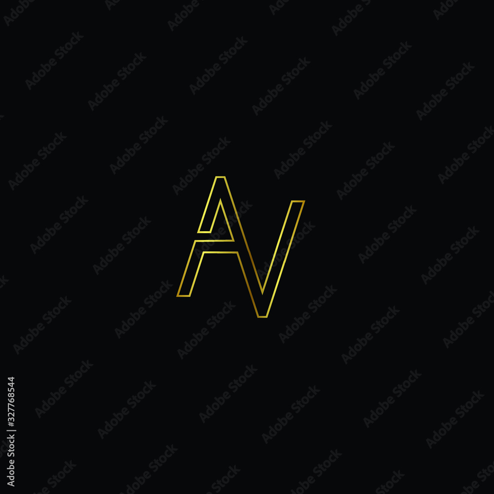 Creative and Minimalist Letter AV Logo Design Icon |Editable in Vector Format in Black and Gold Color Creative and Minimalist Letter AV Logo Design Icon |Editable in Vector Format in Black and Gold Color