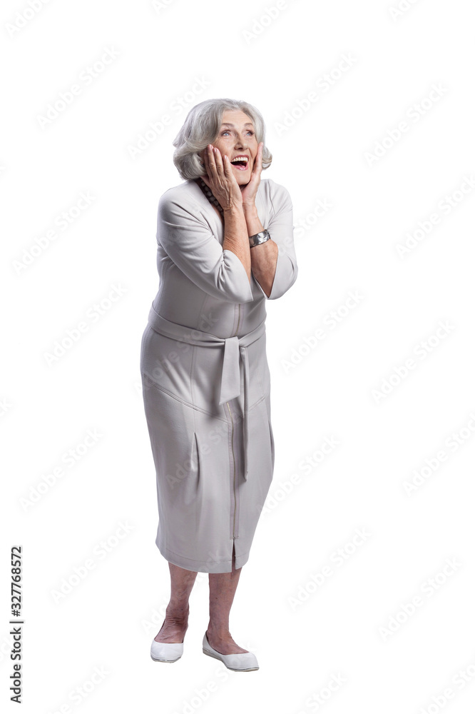Portrait of happy senior woman wearing light dress Portrait of happy senior woman wearing light dress