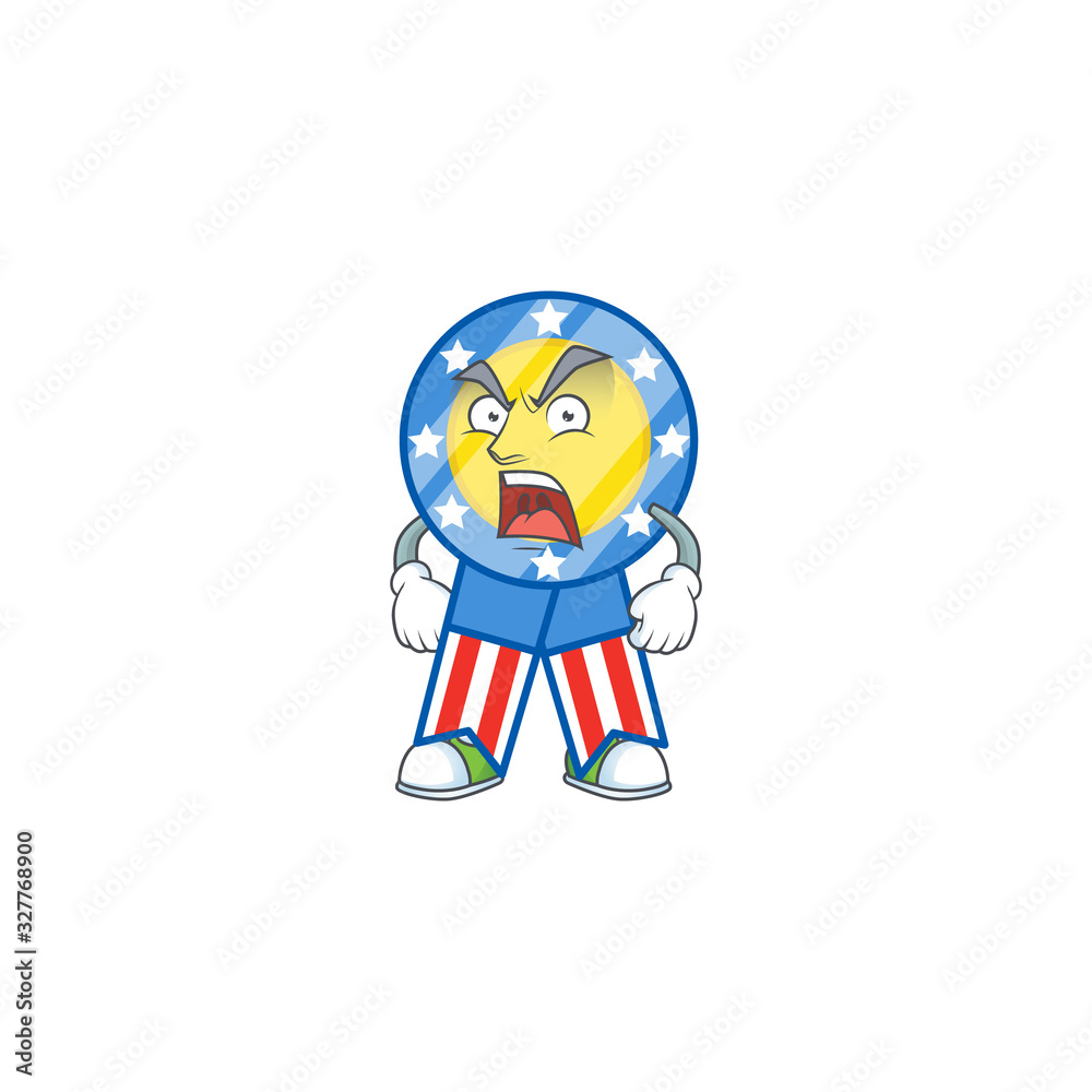 USA medal cartoon character design with angry face USA medal cartoon character design with angry face