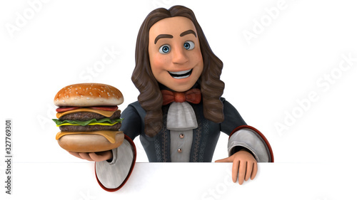 Vászonkép 3D Illustration of a cartoon man in historical baroque costume