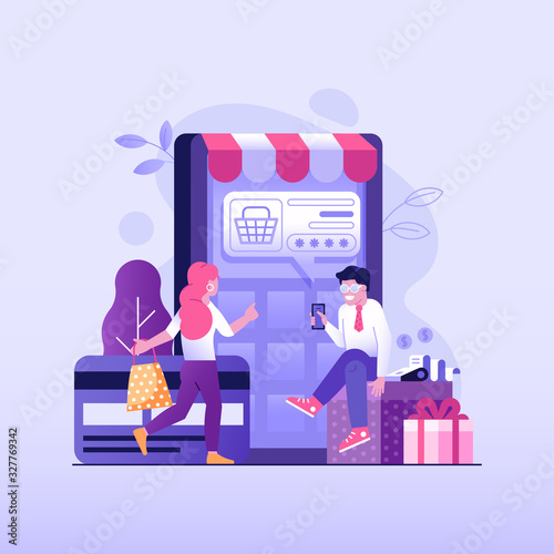 Online Payment Concept with People Shopping Online