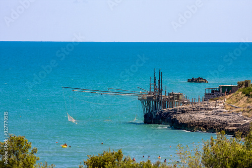 Trabucco, an ancient fishing method on the Italian Adriatic coast. Apulia, Italy
