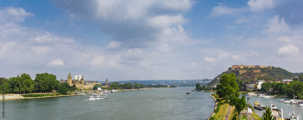 Panorama of the river Rhine close to Koblenz, Germany