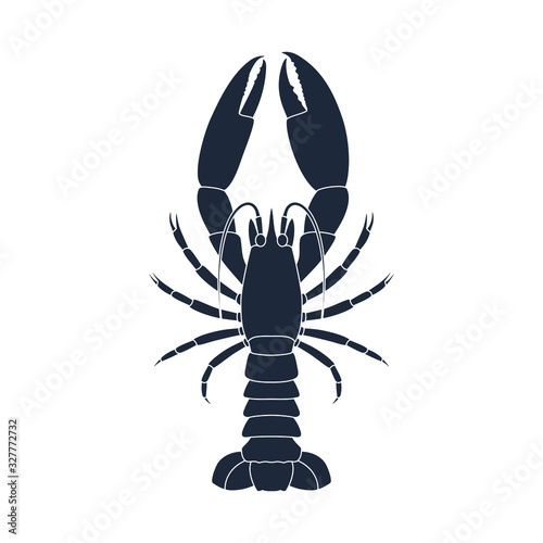 Lobster graphic icon. Sea lobster black sign isolated on white background. Vector illustration