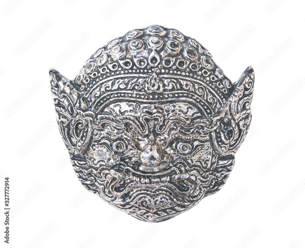 Metal giant face , (Thai art) isolated on white background with clipping path..