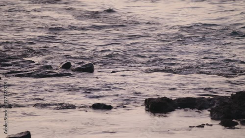Wallpaper Mural Unsettled Sea with Rocks in Silhouette at Sunset in Teneriffe, Spain Torontodigital.ca