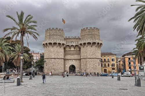 Old city gate, Torres de Serranos in Valencia, Spain photo