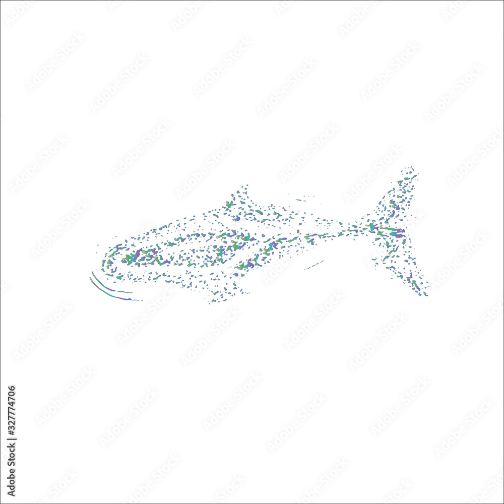 Neon illustration of a whale underwater in a dotwork style. Neon illustration of a whale underwater in a dotwork style.
