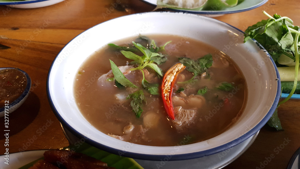 Braised pork Seasoned soup with Fermented Shrimp Paste Chili Sauce Thai style Braised pork Seasoned soup with Fermented Shrimp Paste Chili Sauce Thai style