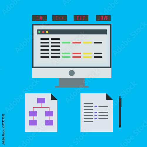 Code Program sketches and notes Illustration, Logo, Vector © Amru