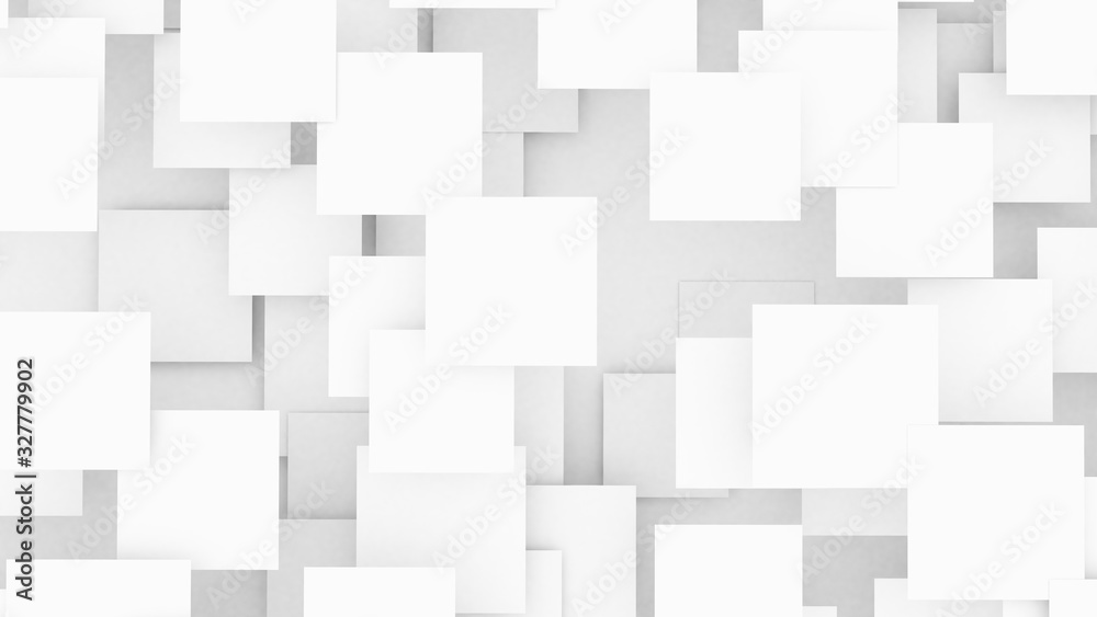 Abstract geometric background. Overlapping white 3d squares. 3D illustration