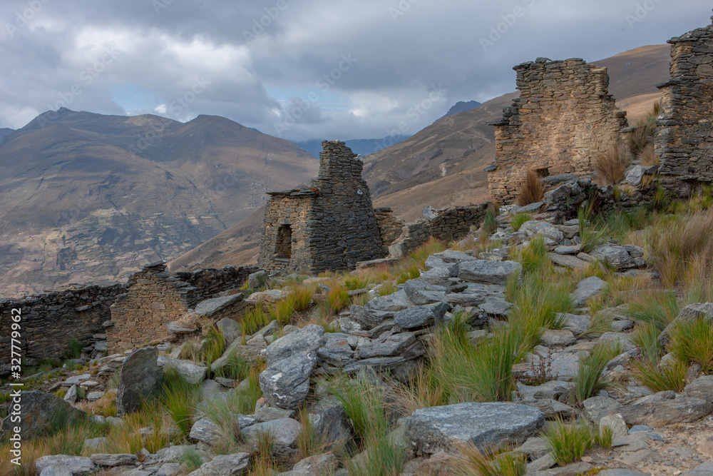 Susupillo Site. Ruins of Inca Temple. Tantamayo. Peru. Andes. Huánuco Region, Huamalíes Province, Tantamayo District.