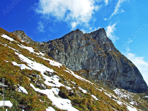 Alpine peak Schwarzhorn in the Ratikon border mountain massif or Rätikon Grenzmassiv, Mainfeld - Canton of Grisons (Graubünden or Graubuenden), Switzerland photo