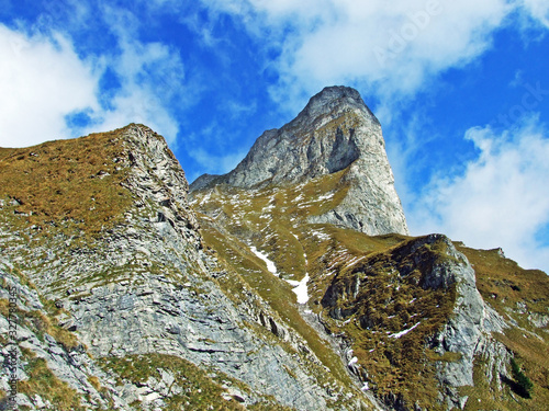 Alpine peak Schwarzhorn in the Ratikon border mountain massif or Rätikon Grenzmassiv, Mainfeld - Canton of Grisons (Graubünden or Graubuenden), Switzerland photo