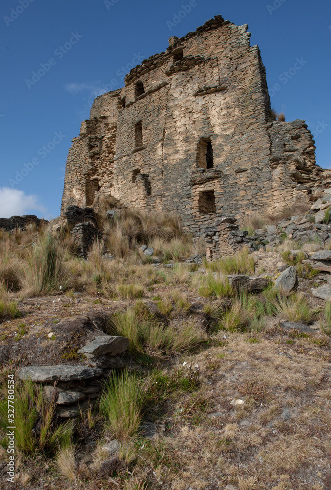 Susupillo site. Ruin of Inca temple. Peru. Andes. Huánuco Region, Huamalíes Province, Tantamayo District.