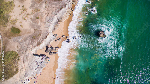 Vue aérienne de la Côte Sauvage de Quiberon océan Bretagne