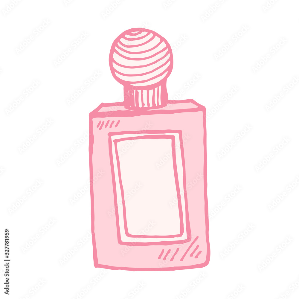 Skin care cosmetic hand drawn vector illustration. Cream, parfume, Serum drop and Face gel or lotion icons. 24 hour face care cream protection. Medical skin cosmetic.