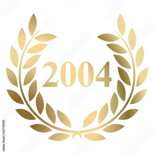 Year 2004 gold laurel wreath vector isolated on a white background 