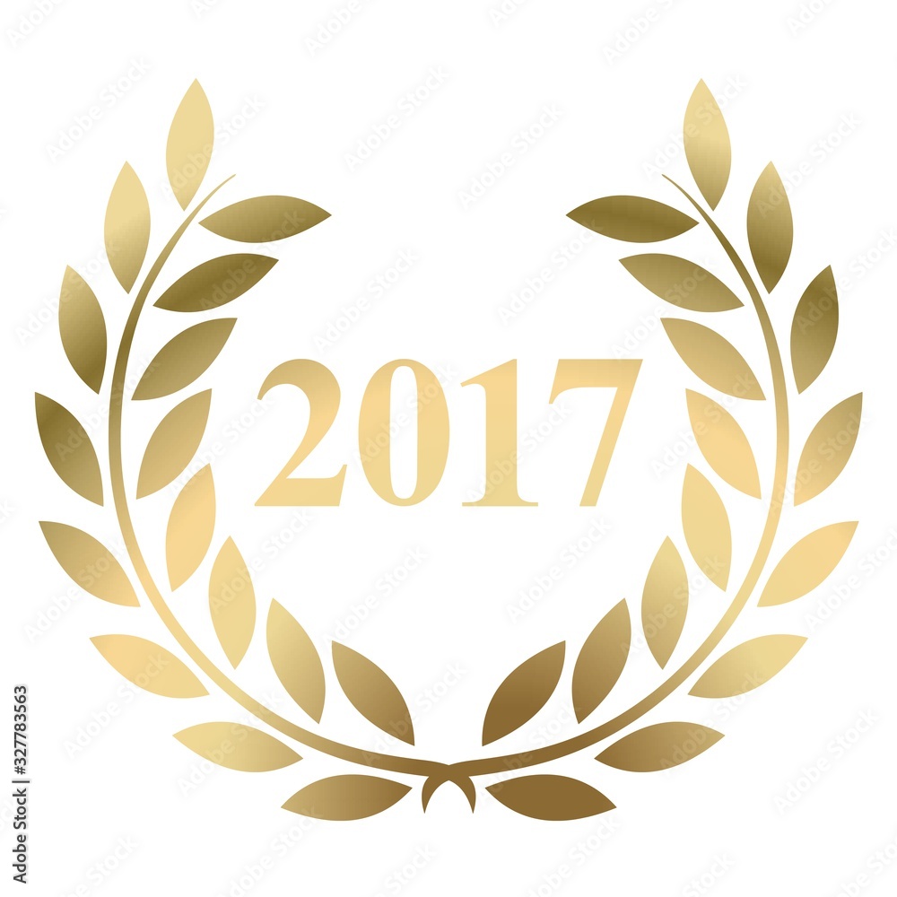 Year 2017 gold laurel wreath vector isolated on a white background Year 2017 gold laurel wreath vector isolated on a white background