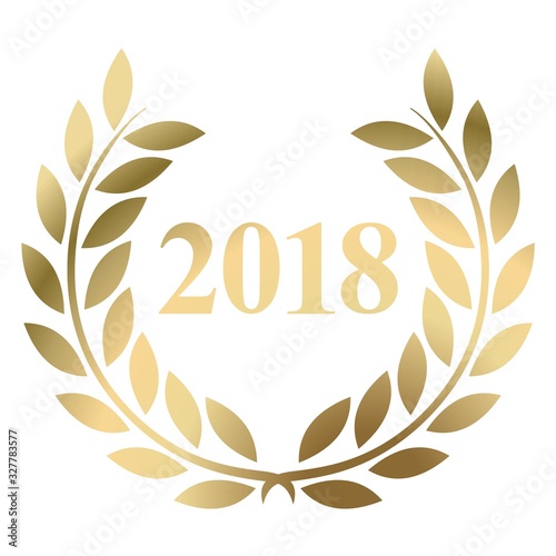 Year 2018 gold laurel wreath vector isolated on a white background 