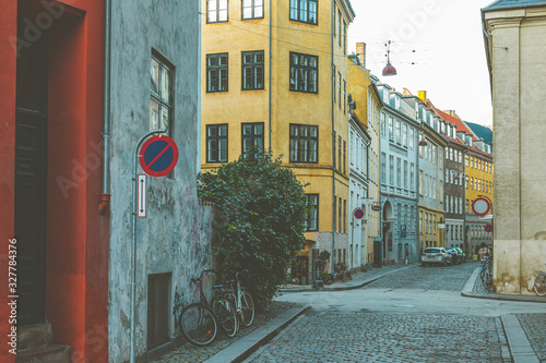 Old Copenhagen street with colorful facades