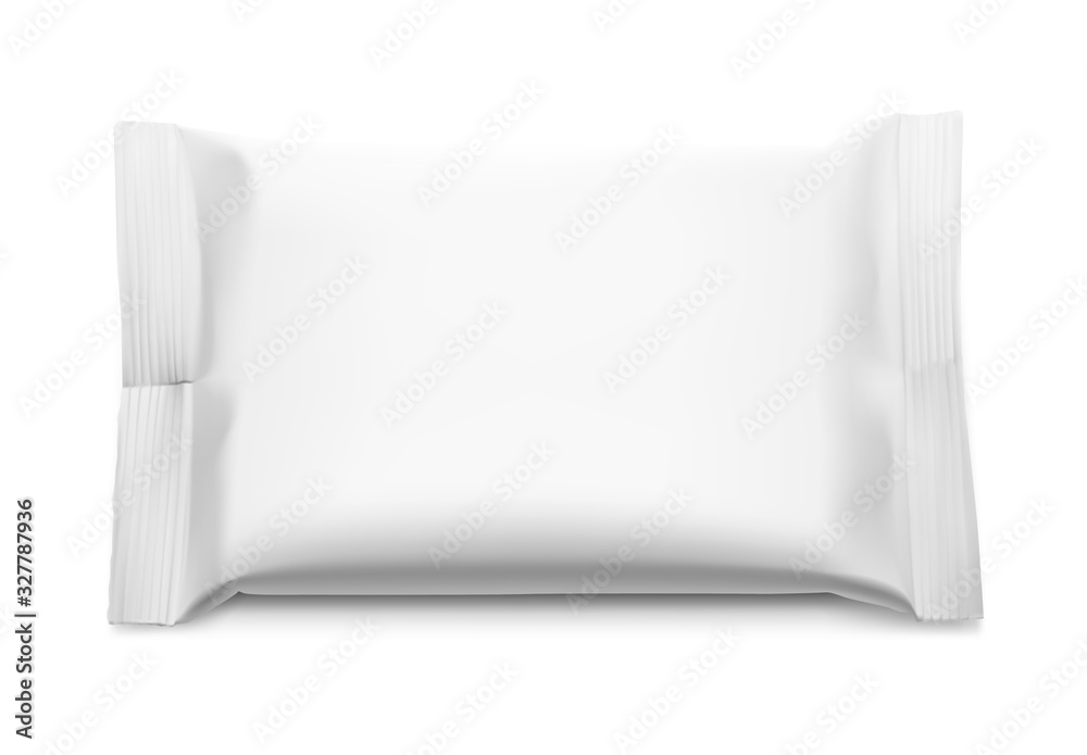 Blank mockup of flow pack. Vector illustration isolated on white background. It can be used in the adv, promo, package, etc. EPS10. Blank mockup of flow pack. Vector illustration isolated on white background. It can be used in the adv, promo, package, etc. EPS10.