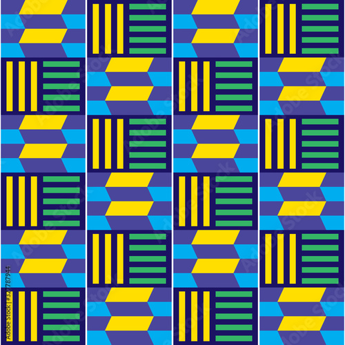 African tribal Kente vector seamless textile pattern, geometric design inspired by textiles from Africa