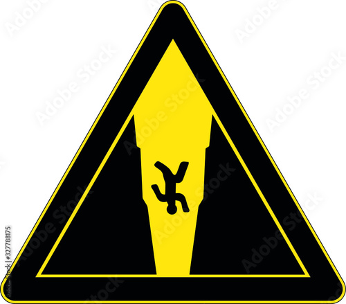 Panneau de danger en station de ski : crevasse 