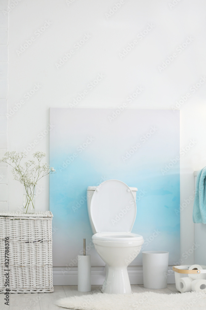 Fototapeta premium Modern toilet bowl in stylish bathroom interior