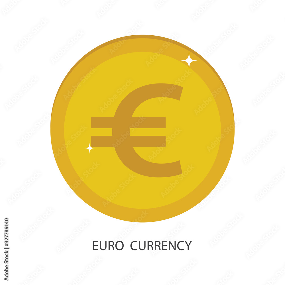 Gold euro coin in flat style. Vector illustration Gold euro coin in flat style. Vector illustration
