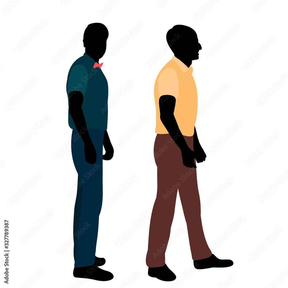 vector, isolated, silhouette in colored clothes, guy, businessman, man