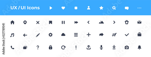 UI icons set. Vector. For mobile, web, social media, business. User interface elements for mobile app. Simple modern design. Flat style eps10 illustration.