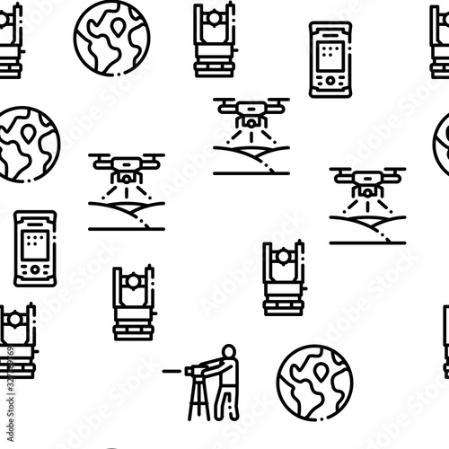 Topography Research Seamless Pattern Vector Thin Line. Illustrations