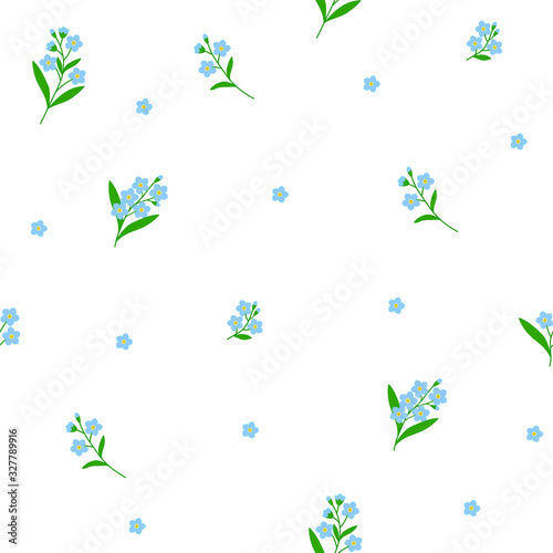 Forget me not flowers seamless pattern vector spring botanical illustration