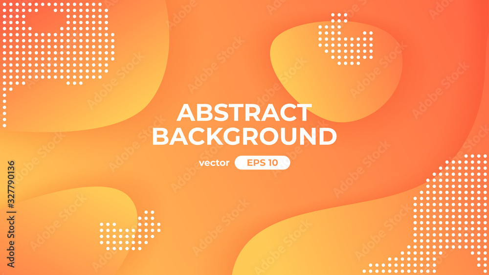 Abstract wave background. Dynamic geometric shapes composition. Simple modern design. Futuristic banner, poster, flyer, cover template. Flat style vector eps10 illustration. Yellow and orange color.