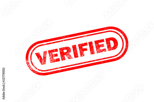 Verified red grunge stamp symbol. Vector illustration on white background