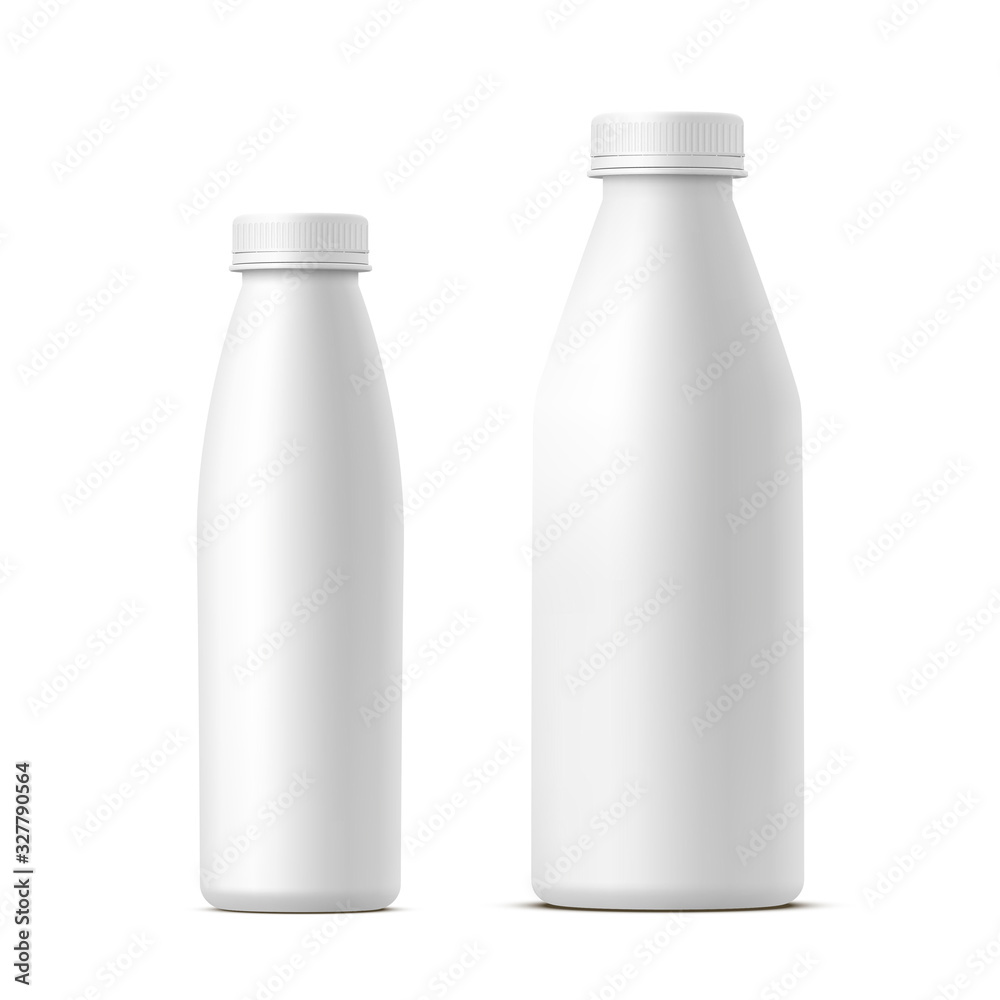 Set of milk or dairy bottles mockups Set of milk or dairy bottles mockups