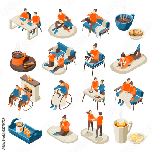 Hygge Lifestyle Isometric Icons 