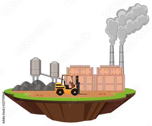 Scene with factory buildings and forklift