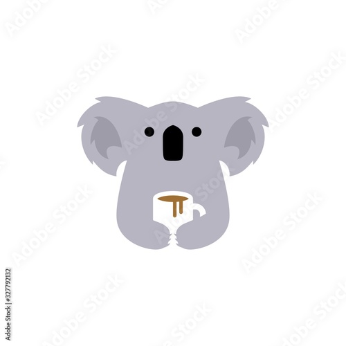 Photography koala coffee mug logo vector icon illustration