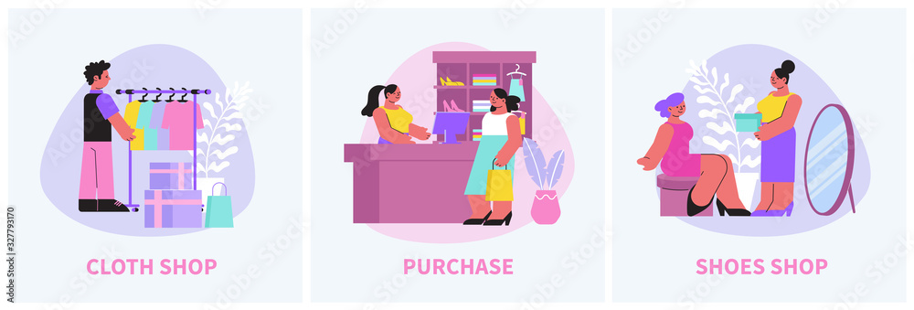 Clothes Shopping Compositions Set Clothes Shopping Compositions Set