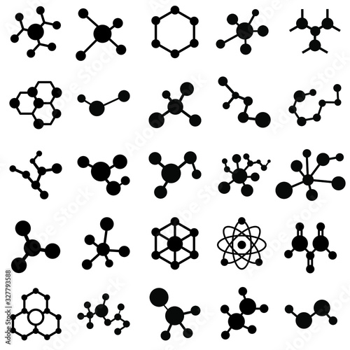 Molecule Icon vector set isolated on white background. chemistry illustration sign collection. scientific symbol.