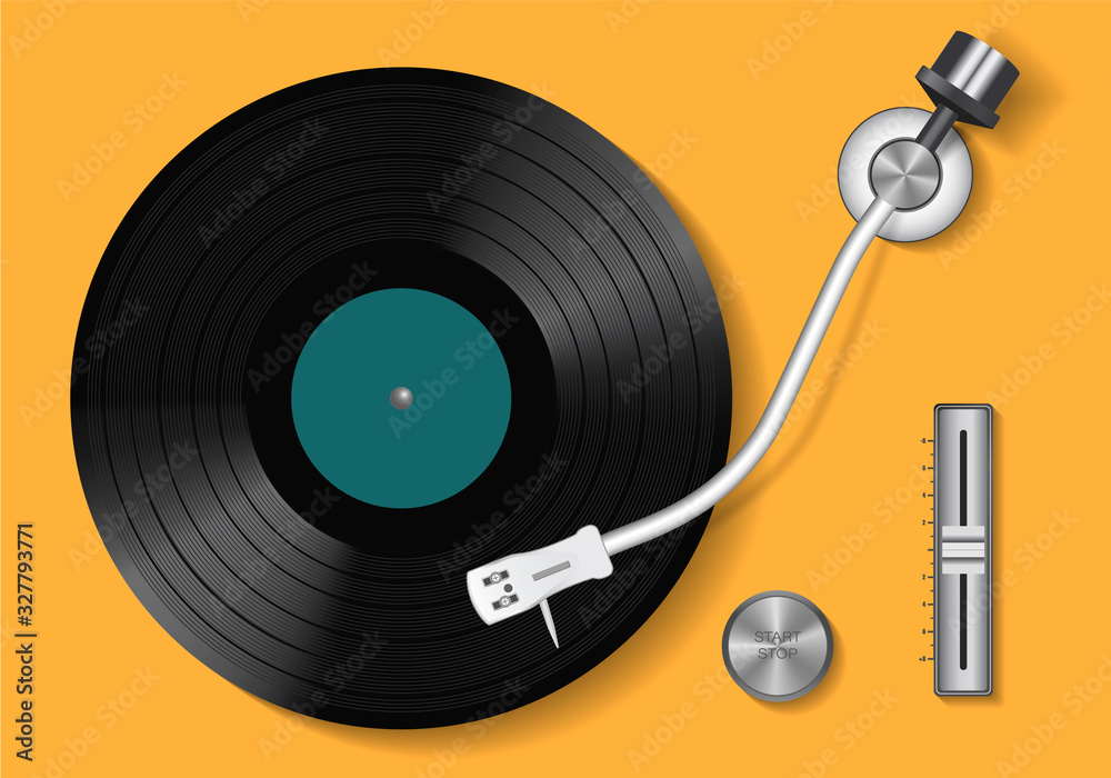 Vinyl record. Vintage record player and retro vinyl disc. Realistic Stock  Illustration | Adobe Stock