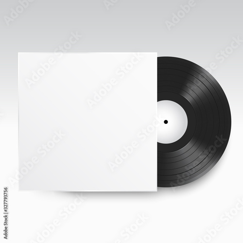 Realistic Vinyl Record with Cover Mockup. Front view