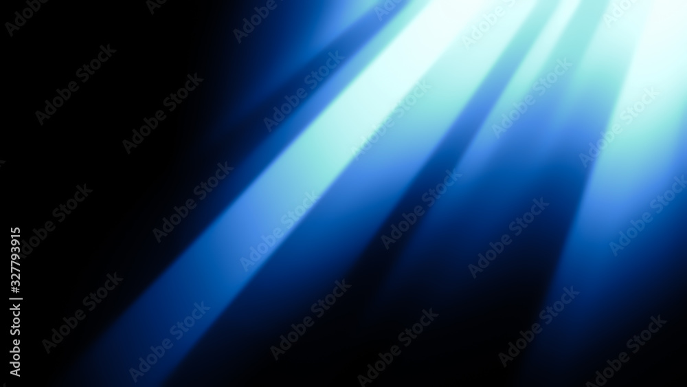 Divine blue sun light shines through space . The rays beam light on the floor. Spotlight on isolated background.
